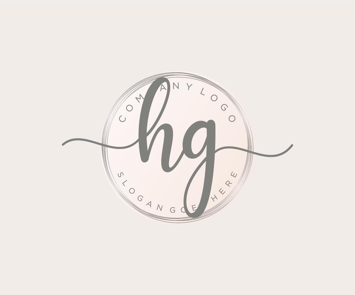 Initial HG feminine logo. Usable for Nature, Salon, Spa, Cosmetic and Beauty Logos. Flat Vector Logo Design Template Element.