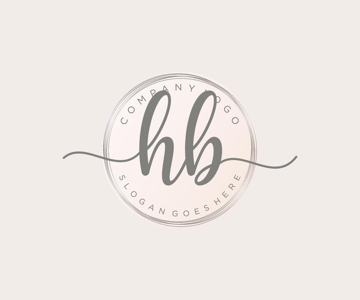 Initial HB feminine logo. Usable for Nature, Salon, Spa, Cosmetic and Beauty Logos. Flat Vector Logo Design Template Element.