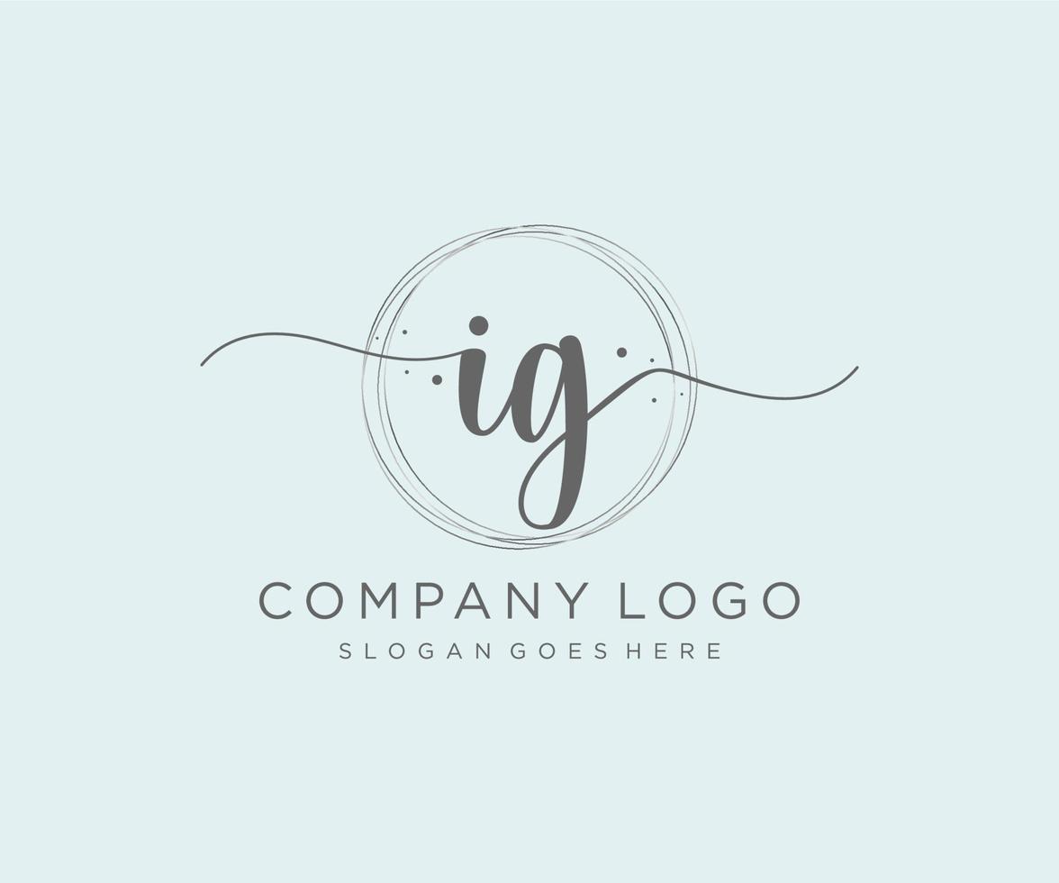 Initial IG feminine logo. Usable for Nature, Salon, Spa, Cosmetic and Beauty Logos. Flat Vector Logo Design Template Element.