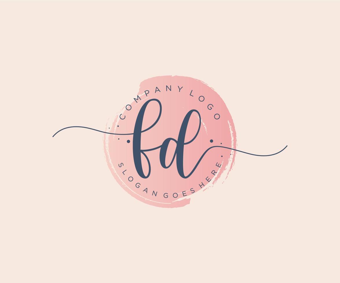 Initial FD feminine logo. Usable for Nature, Salon, Spa, Cosmetic and Beauty Logos. Flat Vector Logo Design Template Element.