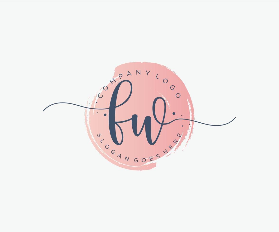 logotipo femenino fw inicial. utilizable para logotipos de naturaleza, salón, spa, cosmética y belleza. elemento de plantilla de diseño de logotipo de vector plano.