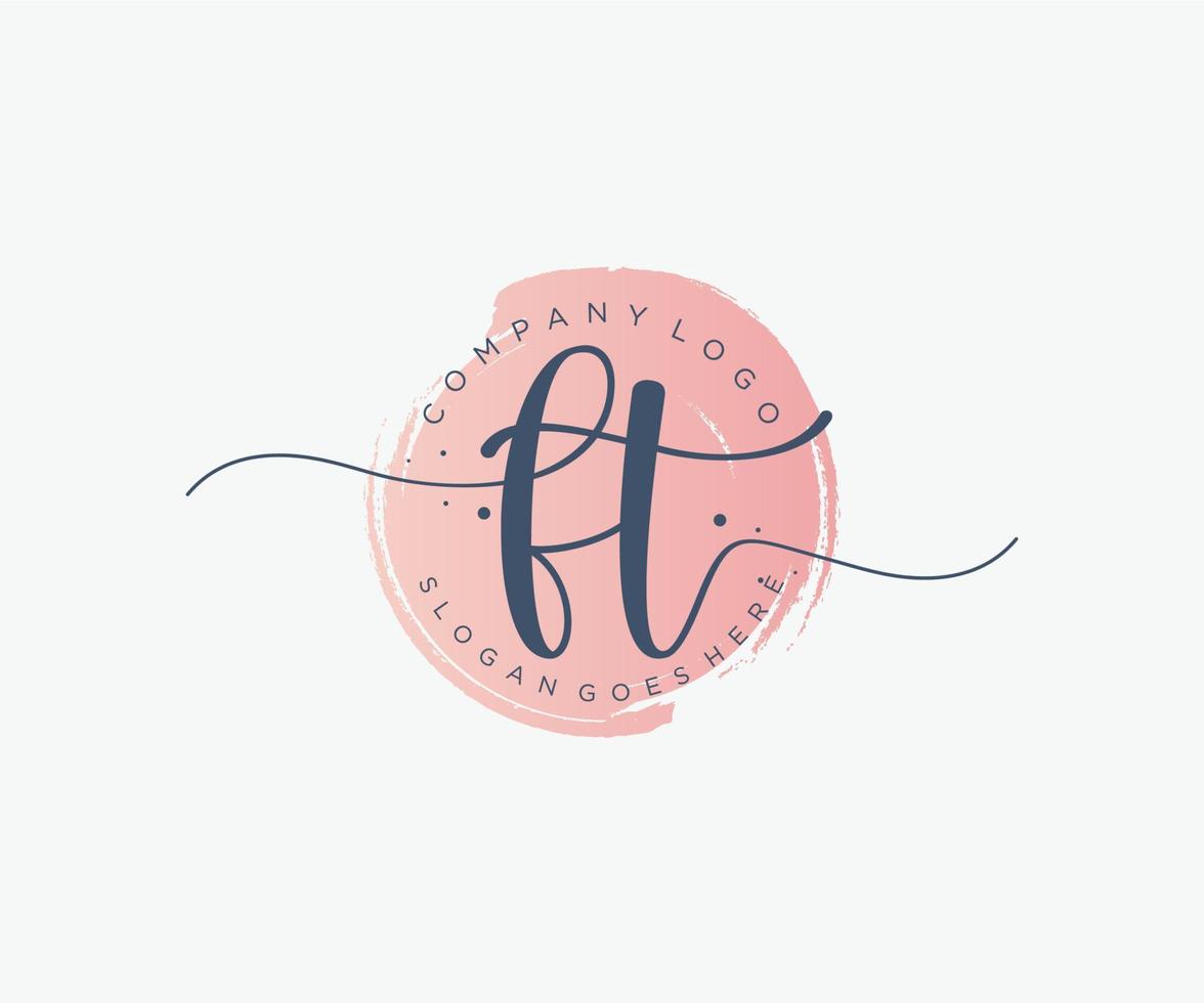 Initial FT feminine logo. Usable for Nature, Salon, Spa, Cosmetic and Beauty Logos. Flat Vector Logo Design Template Element.
