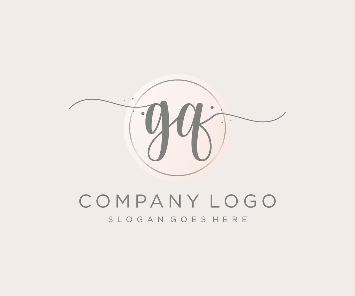 Initial GQ feminine logo. Usable for Nature, Salon, Spa, Cosmetic and Beauty Logos. Flat Vector Logo Design Template Element.