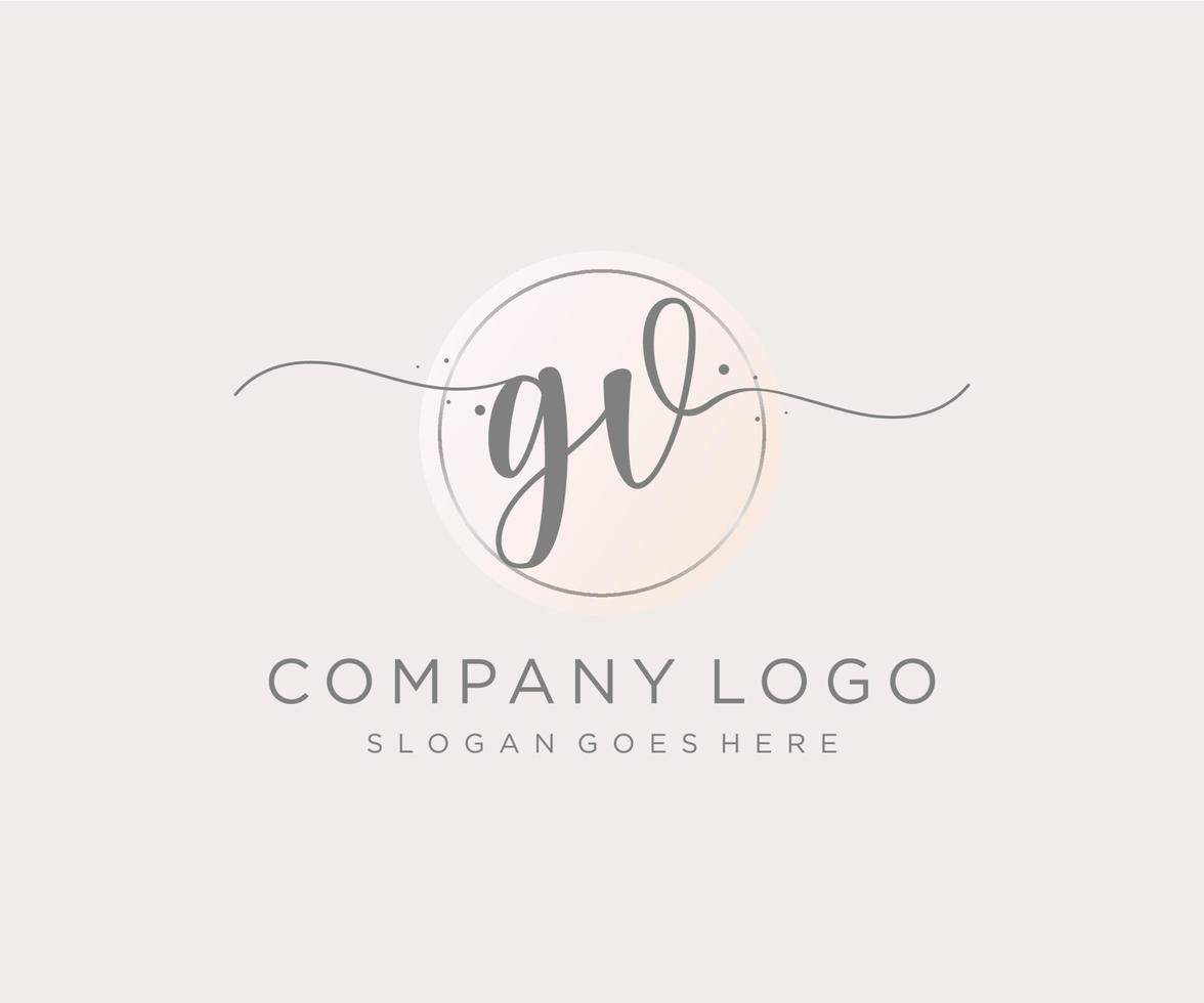 logotipo femenino gv inicial. utilizable para logotipos de naturaleza, salón, spa, cosmética y belleza. elemento de plantilla de diseño de logotipo de vector plano.