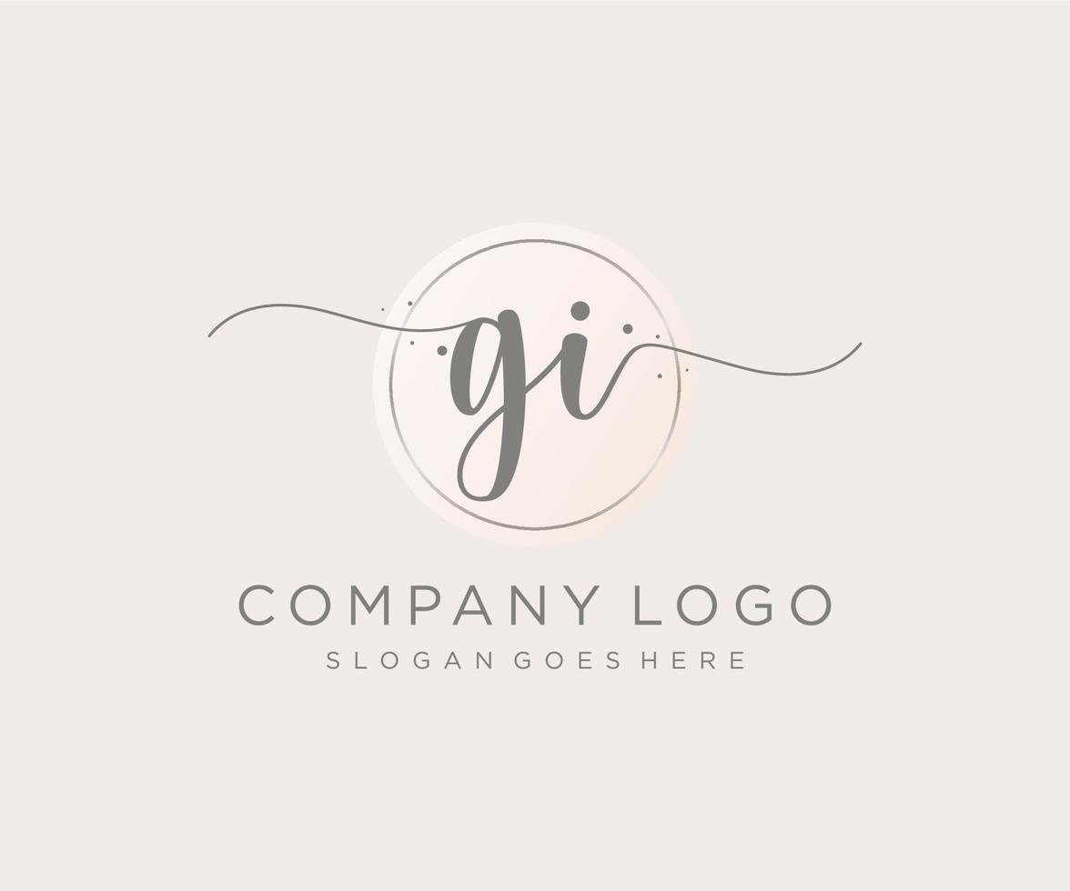 Initial GI feminine logo. Usable for Nature, Salon, Spa, Cosmetic and Beauty Logos. Flat Vector Logo Design Template Element.