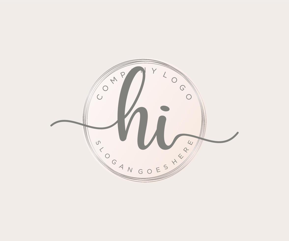 Initial HI feminine logo. Usable for Nature, Salon, Spa, Cosmetic and Beauty Logos. Flat Vector Logo Design Template Element.