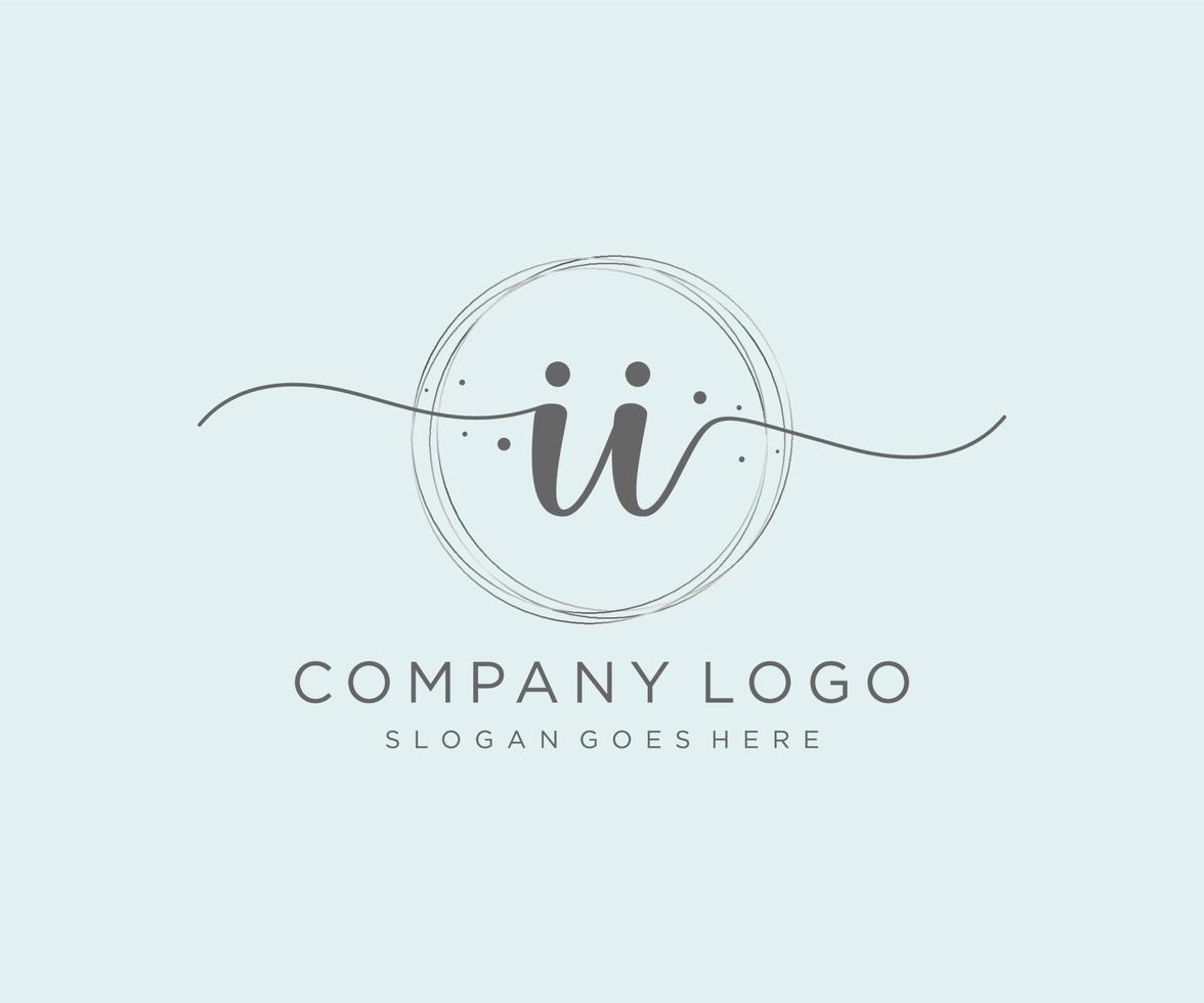 logotipo femenino inicial ii. utilizable para logotipos de naturaleza, salón, spa, cosmética y belleza. elemento de plantilla de diseño de logotipo de vector plano.