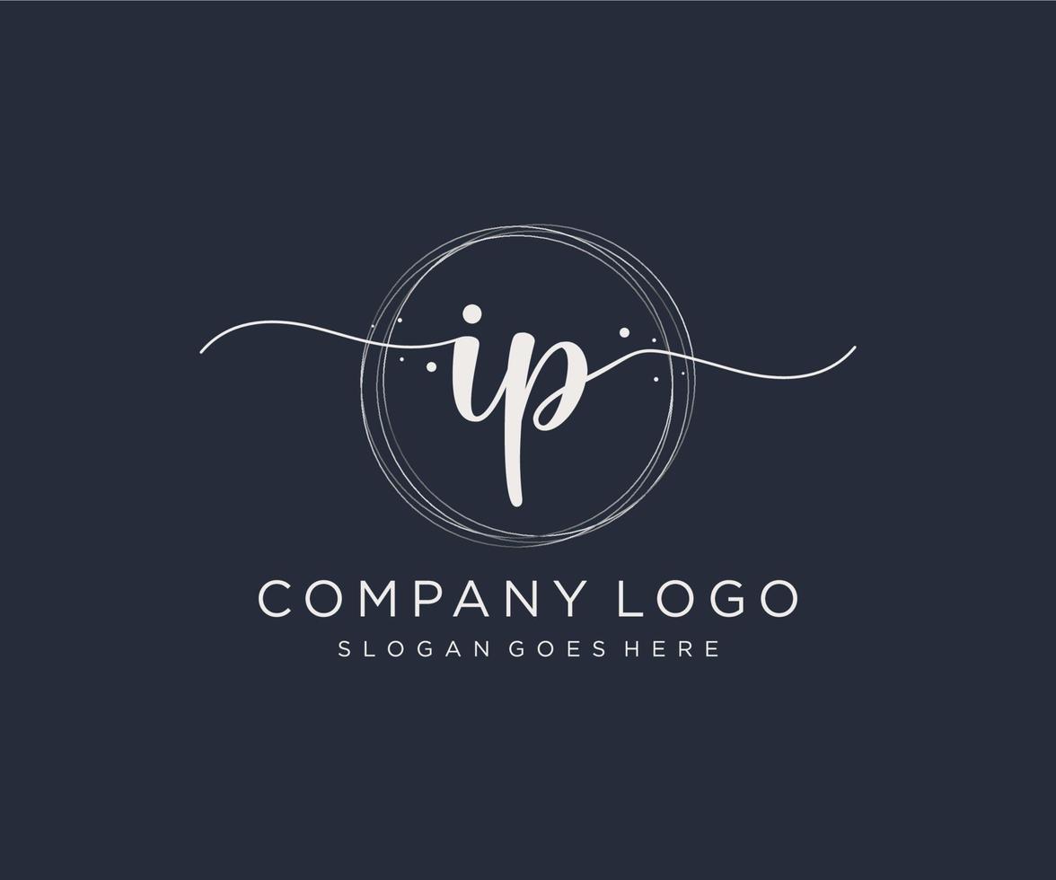 Initial IP feminine logo. Usable for Nature, Salon, Spa, Cosmetic and Beauty Logos. Flat Vector Logo Design Template Element.