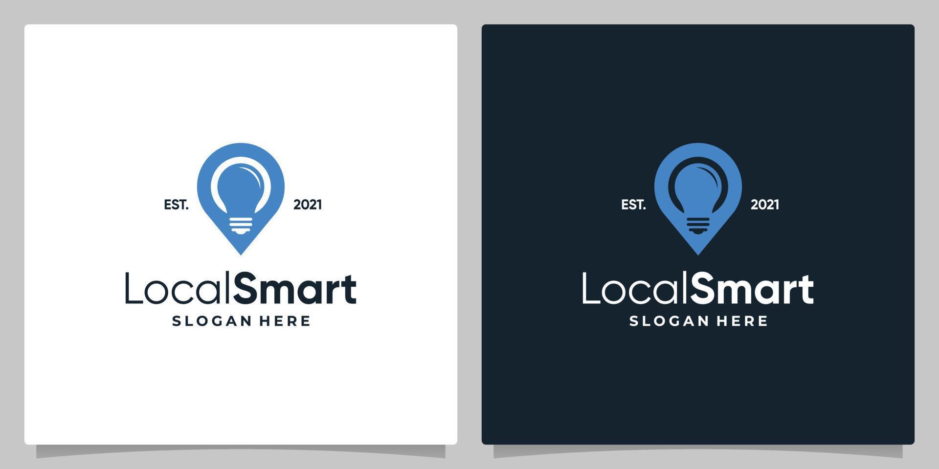 Map pin location symbol with lamp bulb and business card design. vector