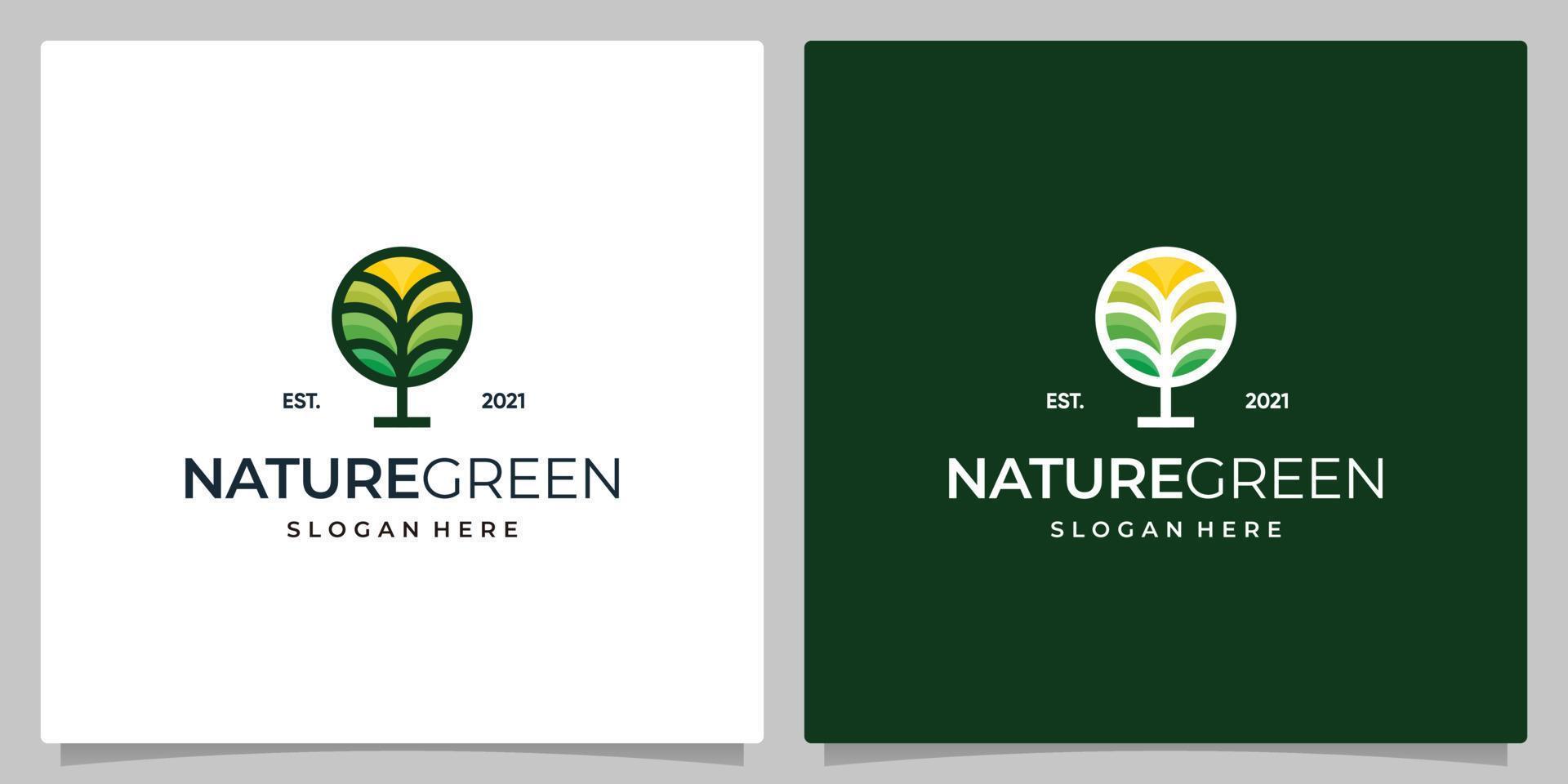 creative flower tree logo design with circle shape. nature tree leaf logo design in full color. vector