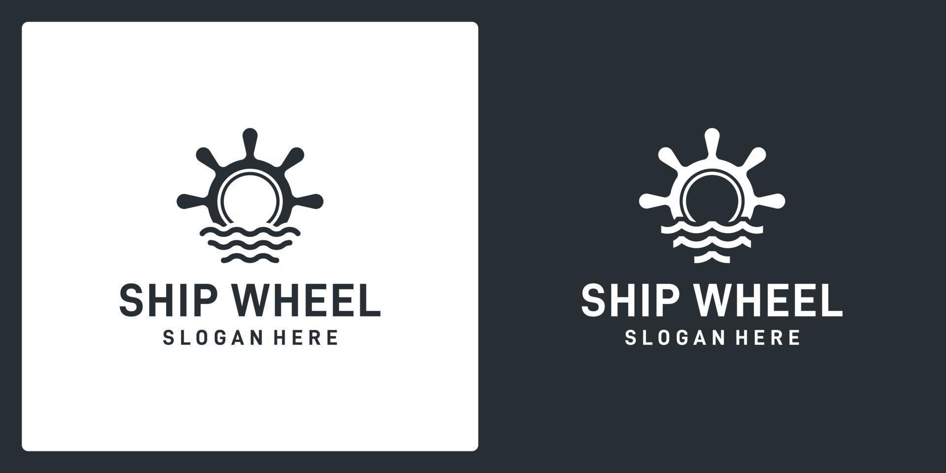 Inspiration of the steering wheel of ships and boats with the shape of ocean waves. Premium Vector