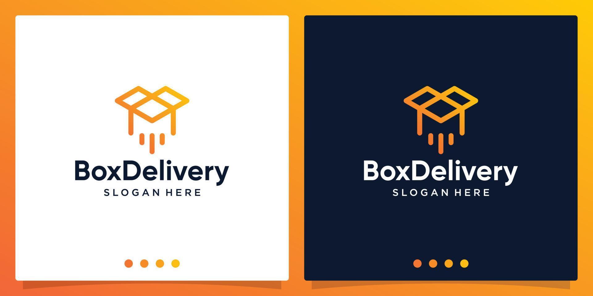 Vector Logo Launch Box. Fast Moving Box Logotype. Delivery and logistics logo design concept. Premium vector