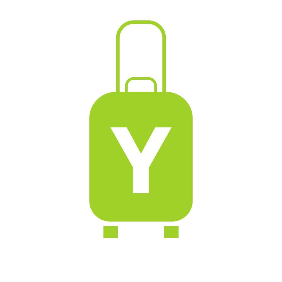 Letter Y Travel Logo. Travel Bag Holiday airplane with bag tour and tourism company logo vector