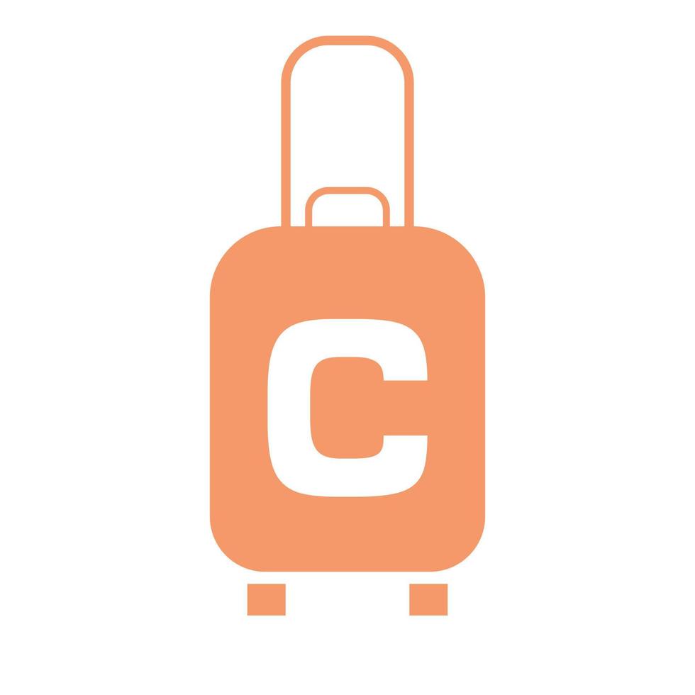 Letter C Travel Logo. Travel Bag Holiday airplane with bag tour and tourism company logo vector