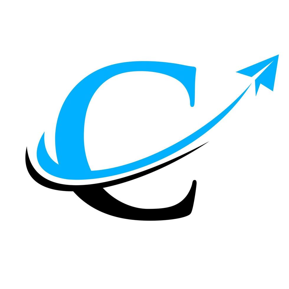 logotipo de viaje en la plantilla de vector de letra c