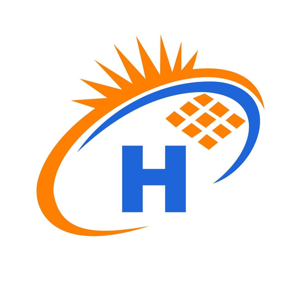 Letter H Solar Panel Energy Logo Design vector