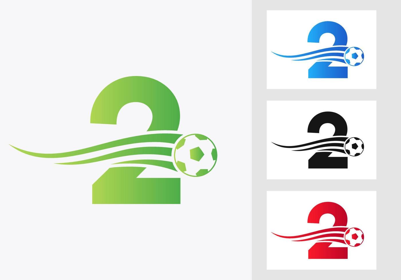 Soccer Football Logo On Letter 2 Sign. Soccer Club Emblem Concept Of Football Team Icon vector