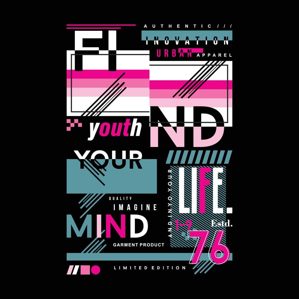 find your mind text frame flat graphic vector print