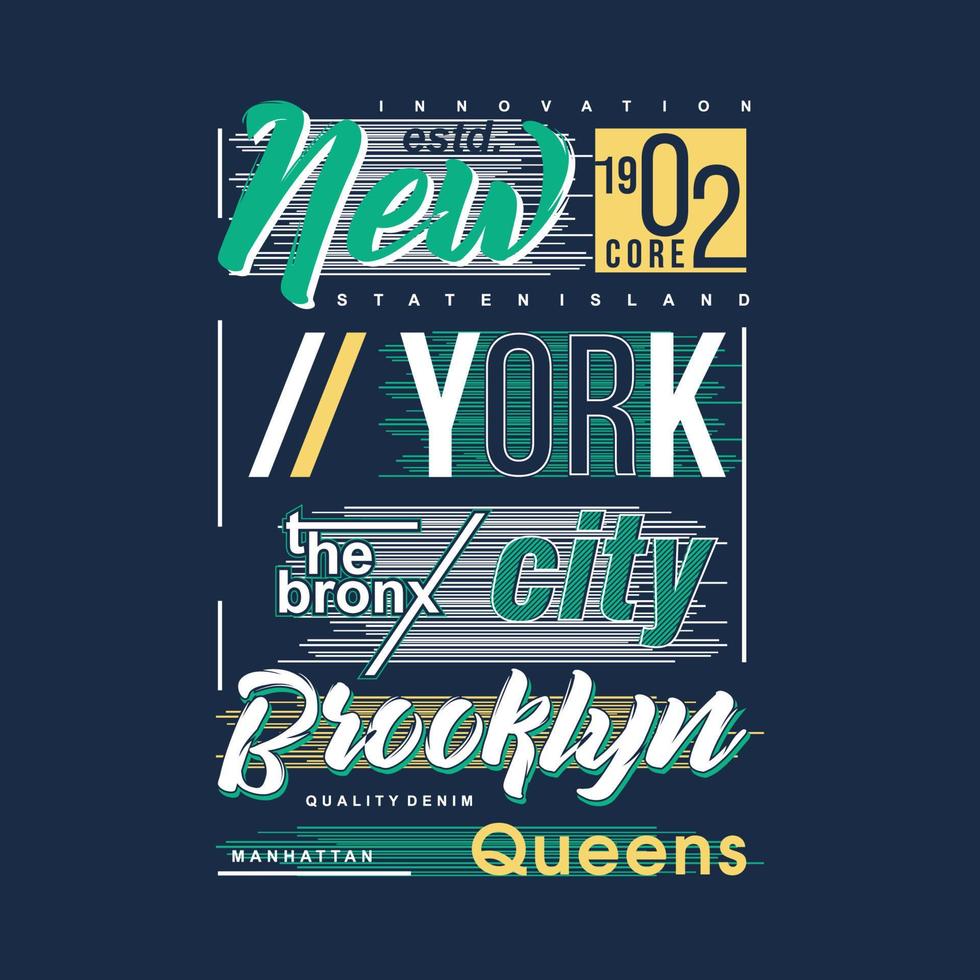 brooklyn nueva york ciudad tipografía gráfica abstracta camiseta vector imprimir