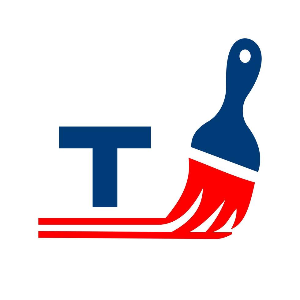 Letter T Paint Logo Concept With Paint Brush Symbol vector