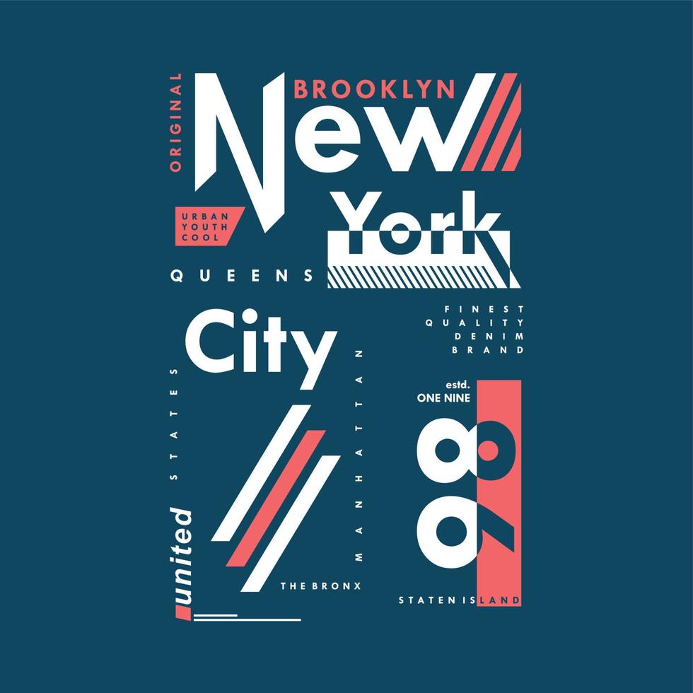 impresión vectorial de tipografía gráfica de marco de texto de la ciudad de nueva york y otros usos vector