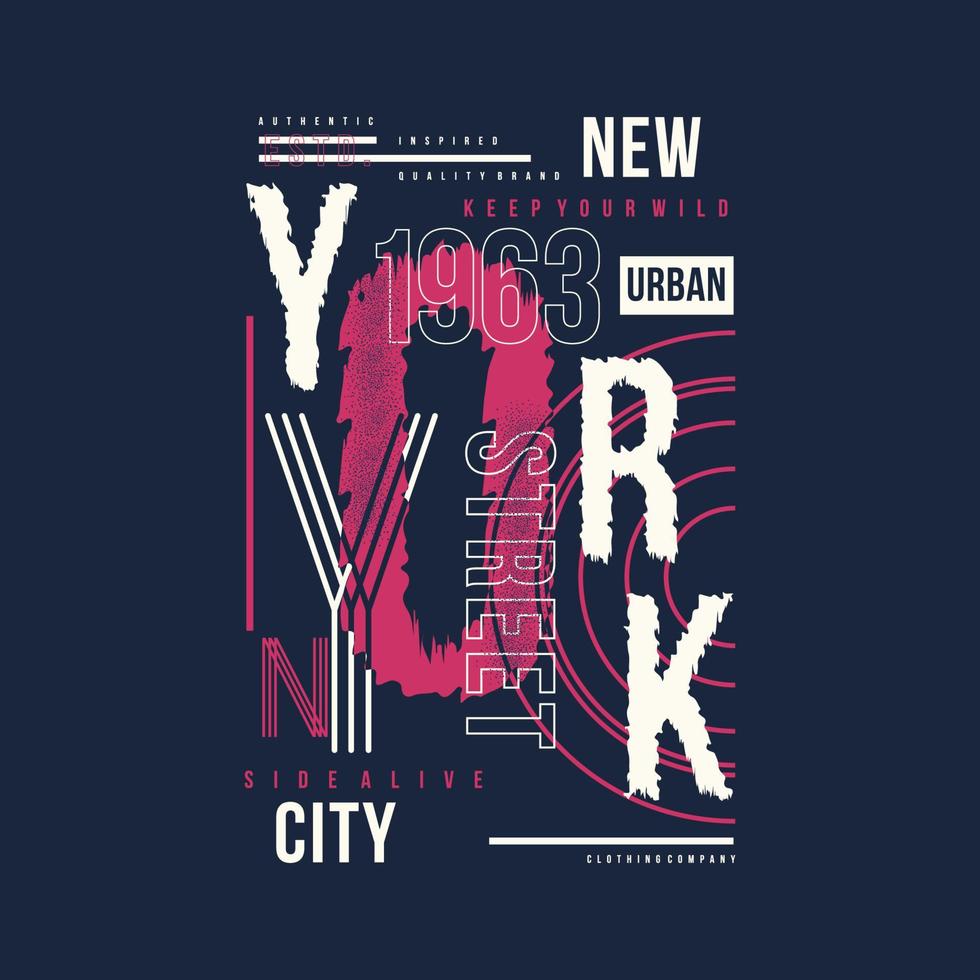 new york city text frame striped abstract graphic typography vector print