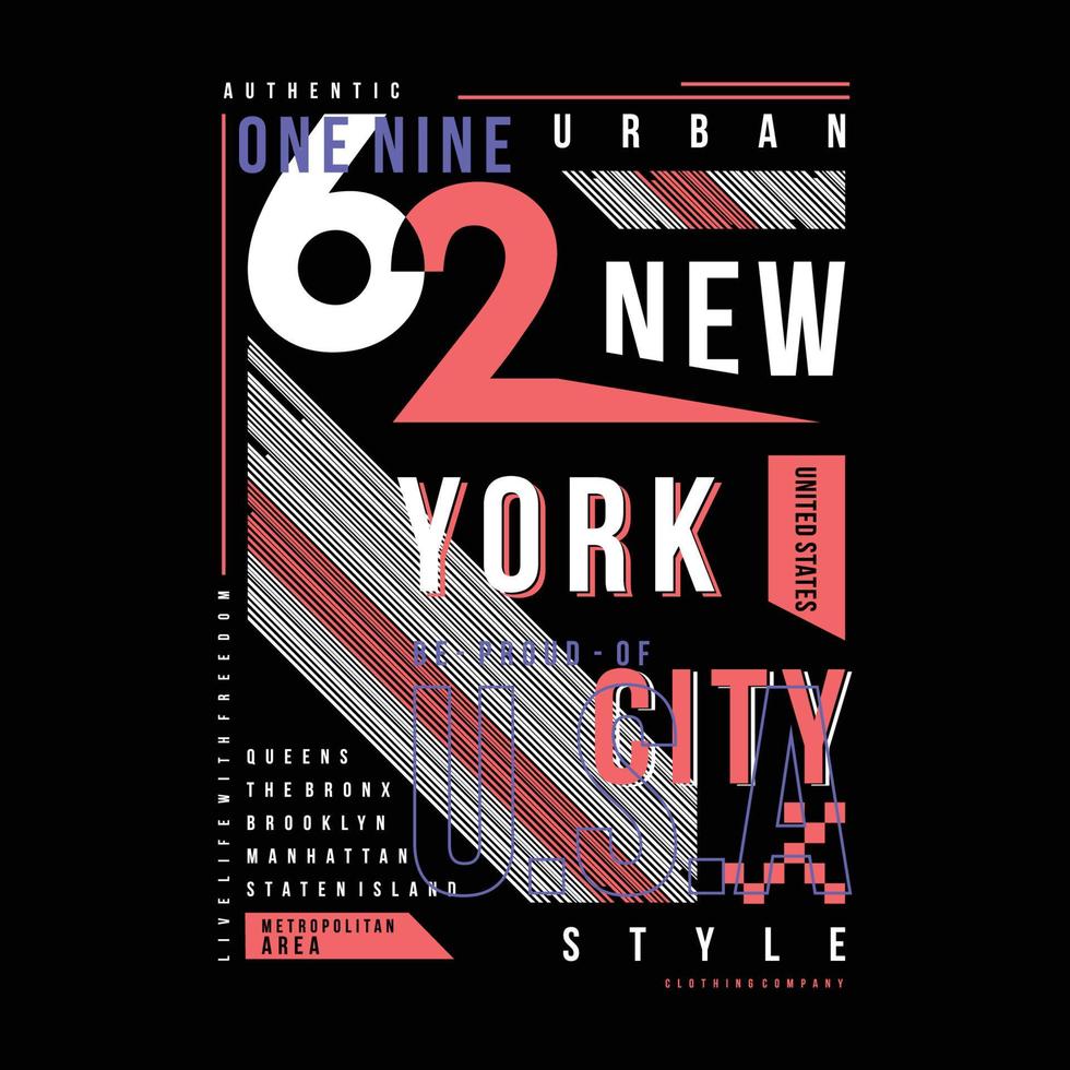 new york city text frame graphic typography vector