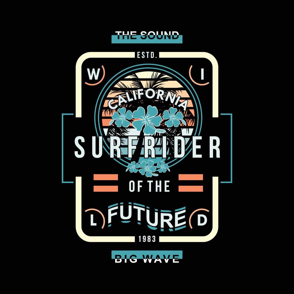 surf rider california graphic typography vector print