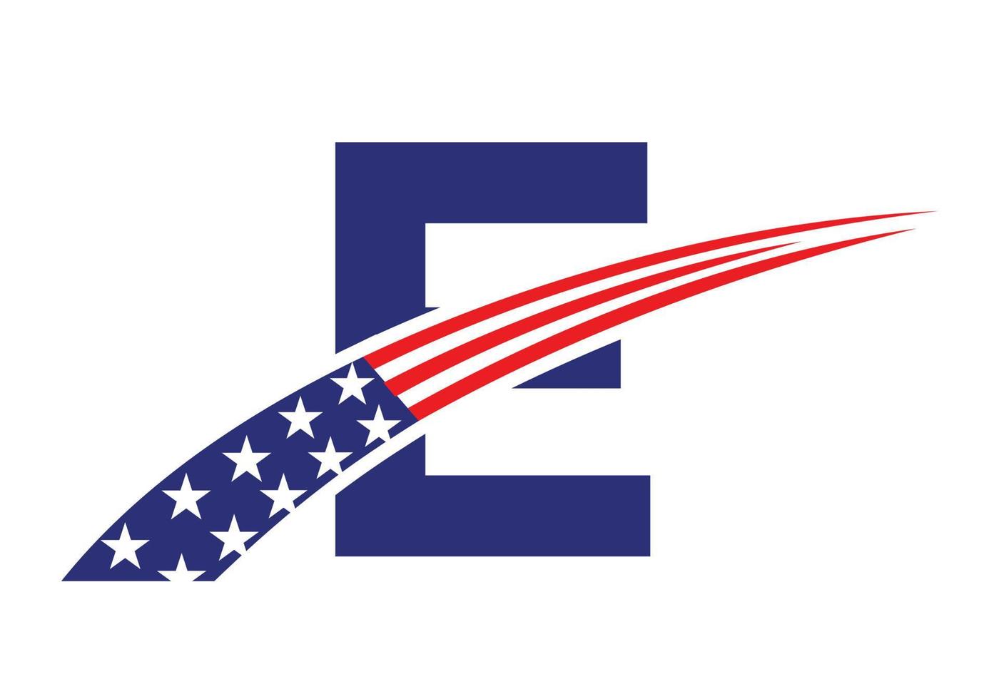 Initial Letter E American Logo. USA American Logo vector