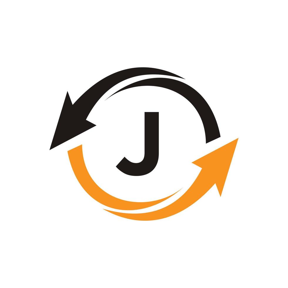 letra j concepto de logotipo financiero con símbolo de flecha de crecimiento financiero vector