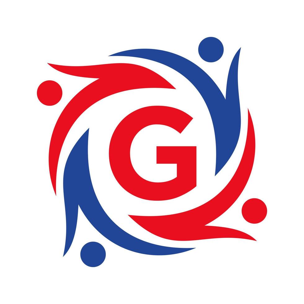 American Charity Logo on Letter G Sign. Unite Teamwork Foundation icon Organization Care Logo vector