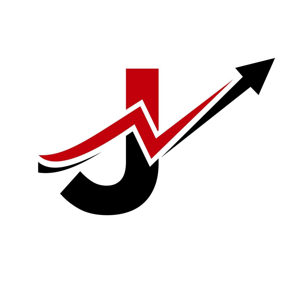 plantilla de logotipo financiero letra j con flecha de crecimiento de marketing vector
