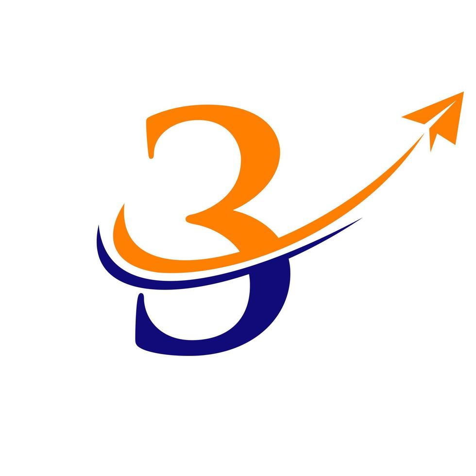 Travel Logo On Letter 3 Vector Template