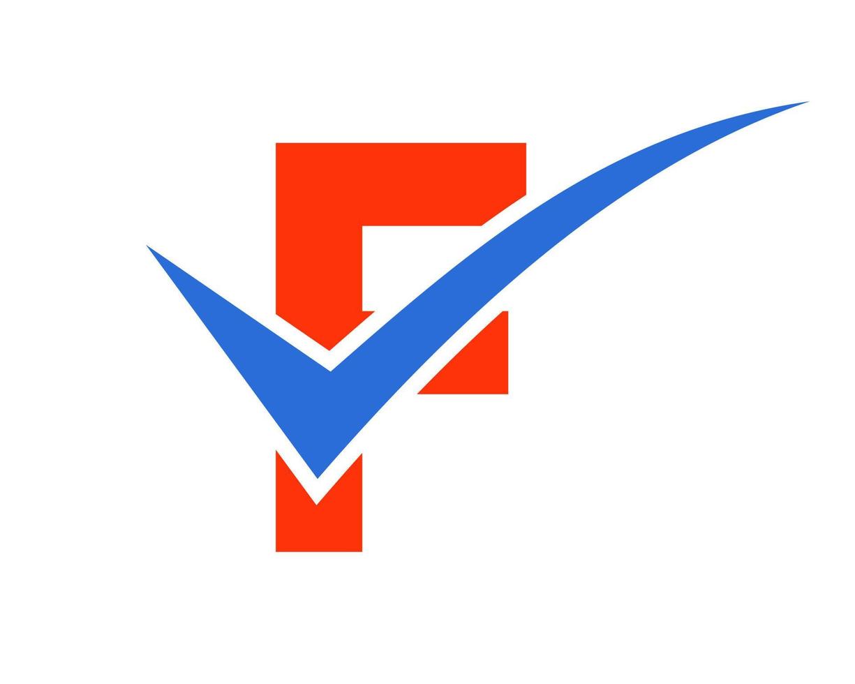 Letter F Check Mark Logo, Positive Sign, Tik Mark Icon vector