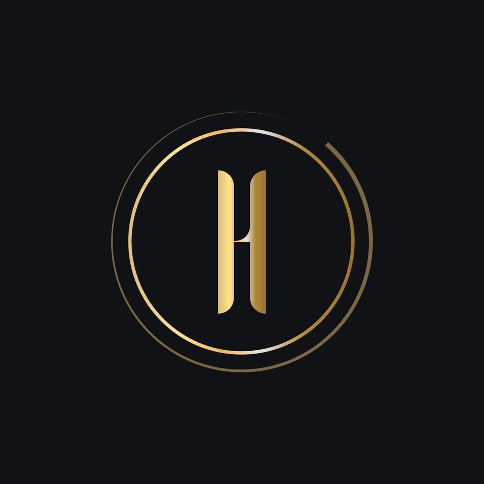 Initial H Letter Logo With Gold Color Luxury Concept vector