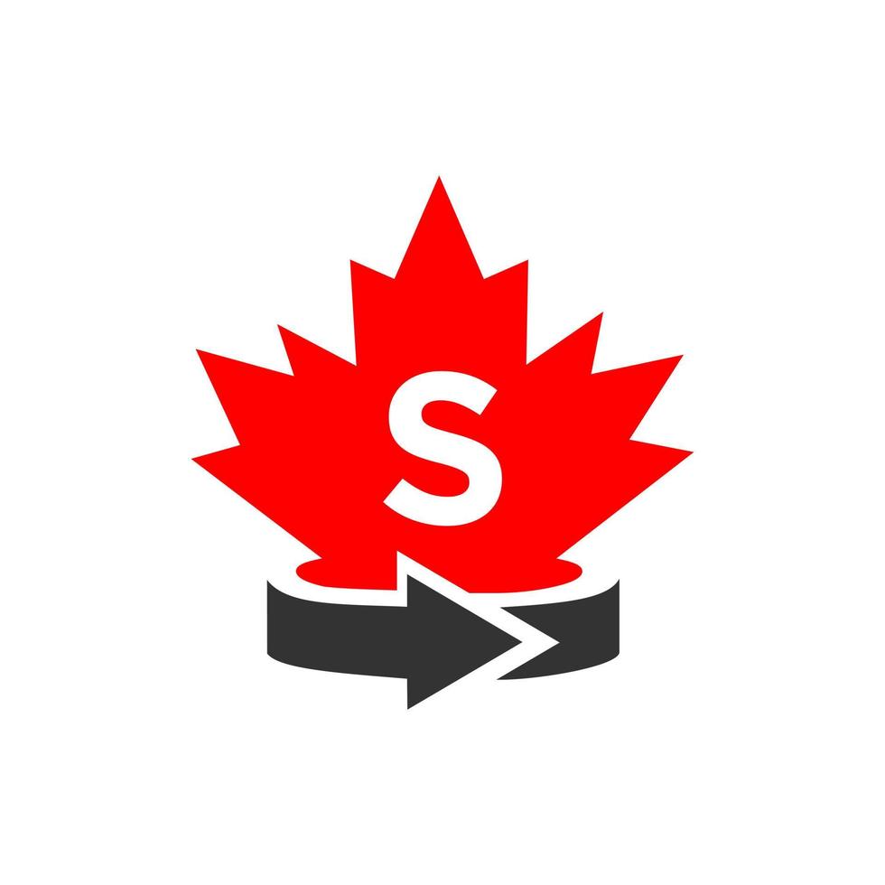 Letter S Canadian Maple Logo Design Template. Red Maple Canadian Logotype vector