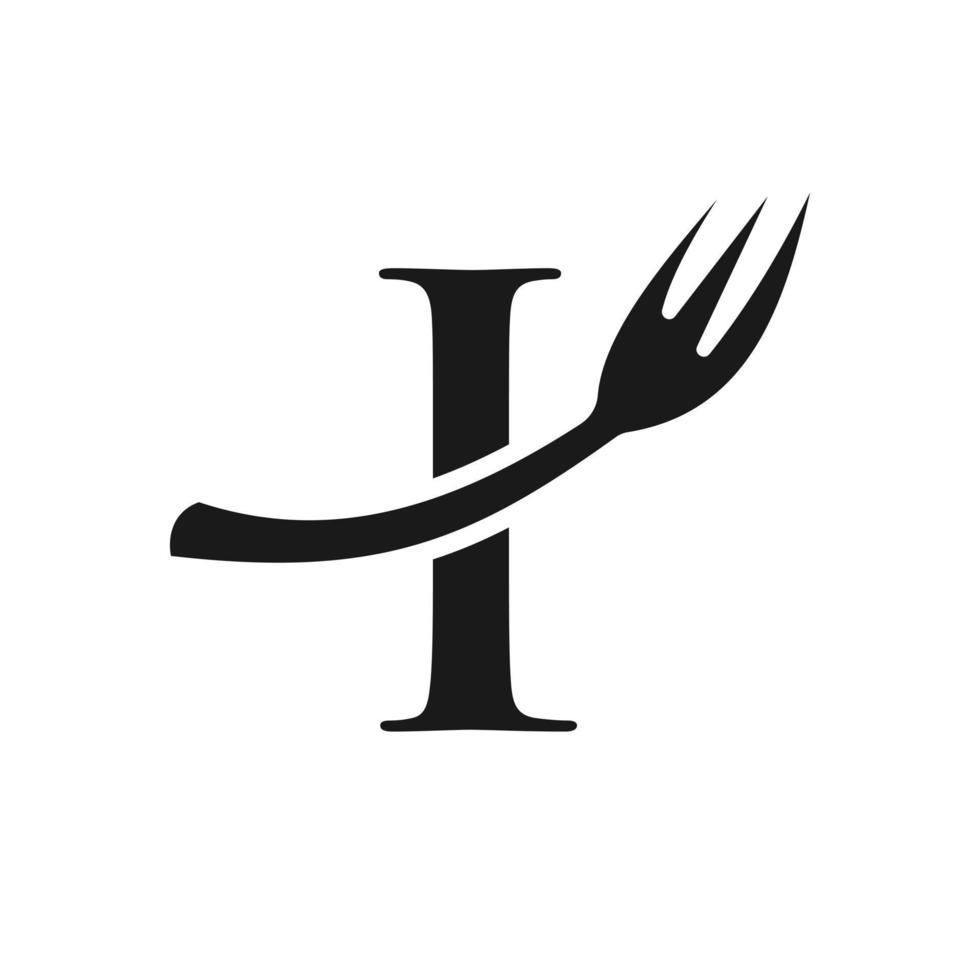 diseño de letrero de logotipo de restaurante de letra i vector
