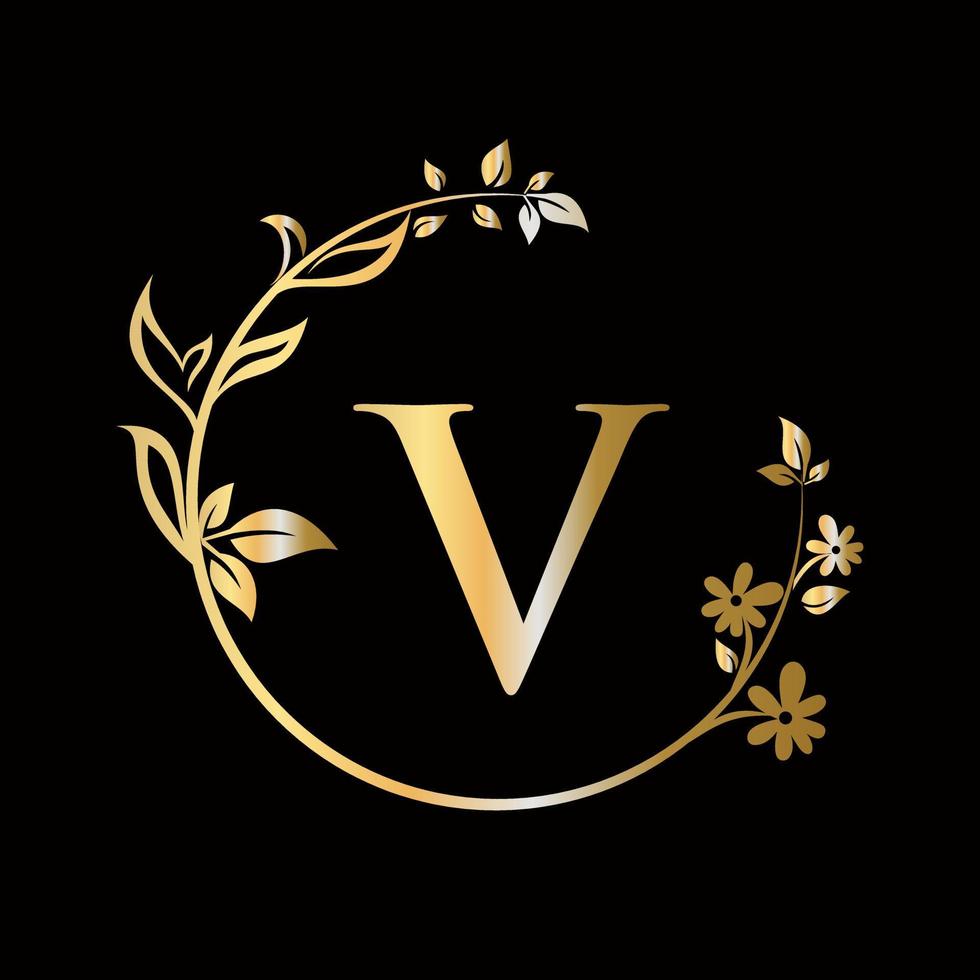 Letter V Beauty flower logo decorative, flower, beauty, spa vector template