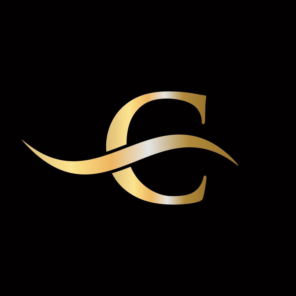 letra c logotipo dorado lujoso símbolo monograma diseño vector