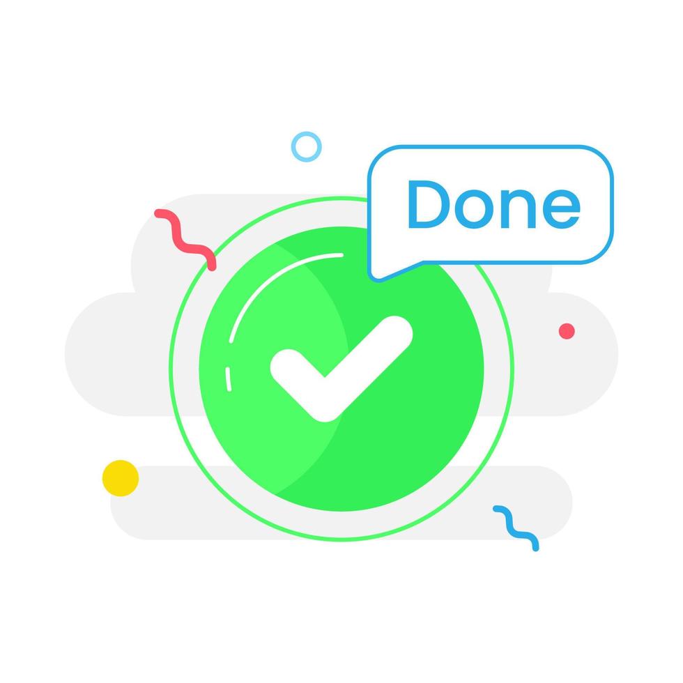 check mark, done concept illustration flat design vector eps10. modern graphic element for landing page, button, empty state ui