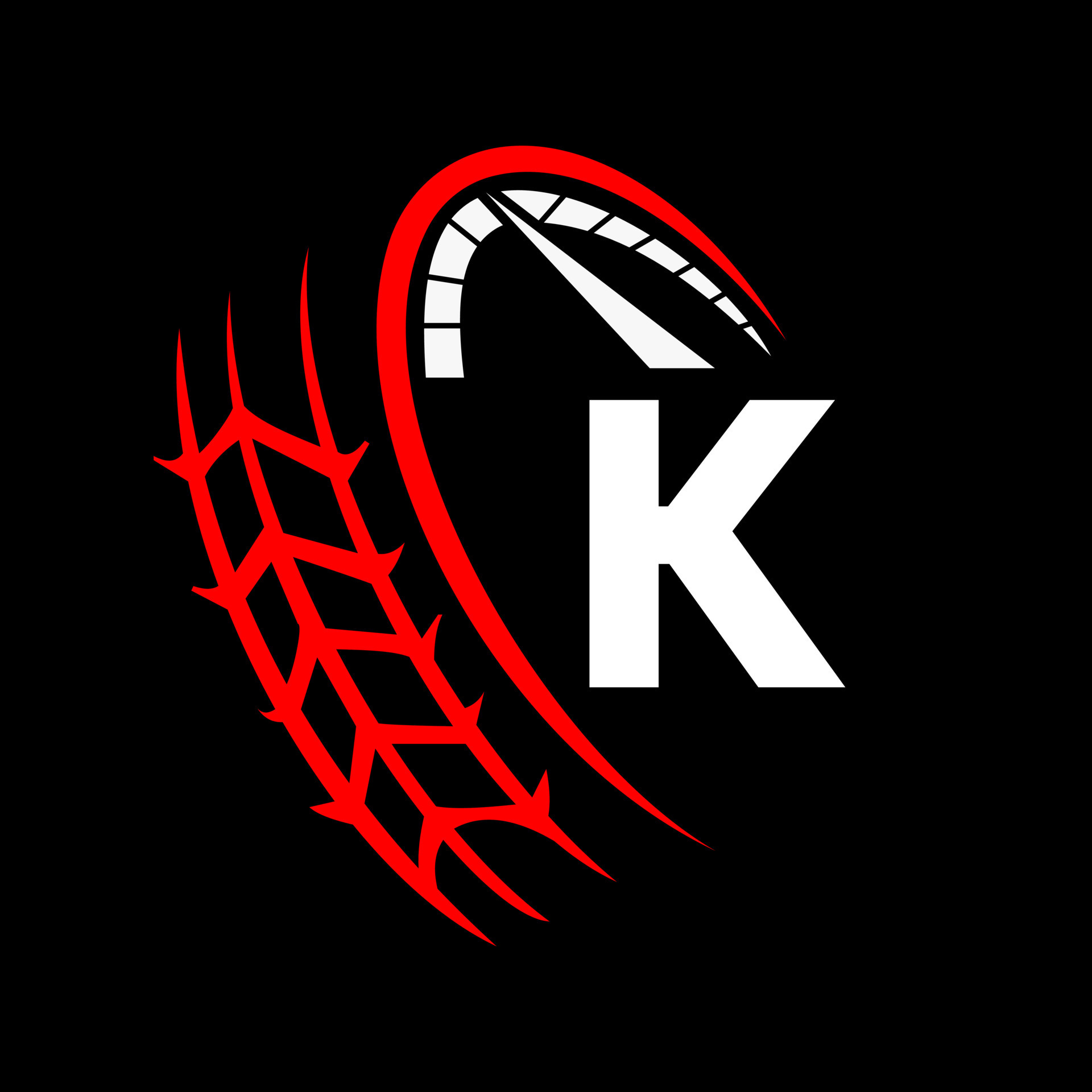 Car Automotive Logo On Letter K Speed Concept. Sport Car Template For