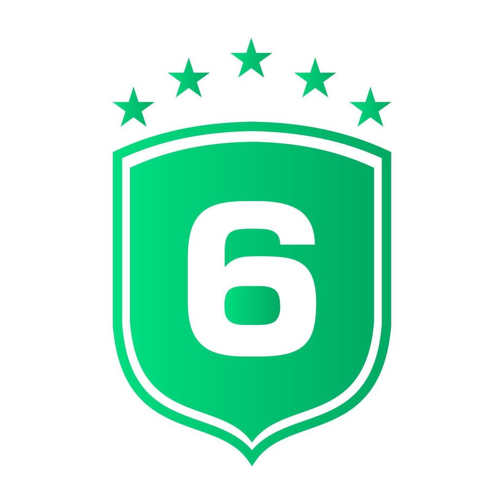 letra 6 escudo logo seguridad protección símbolo signo diseño vector