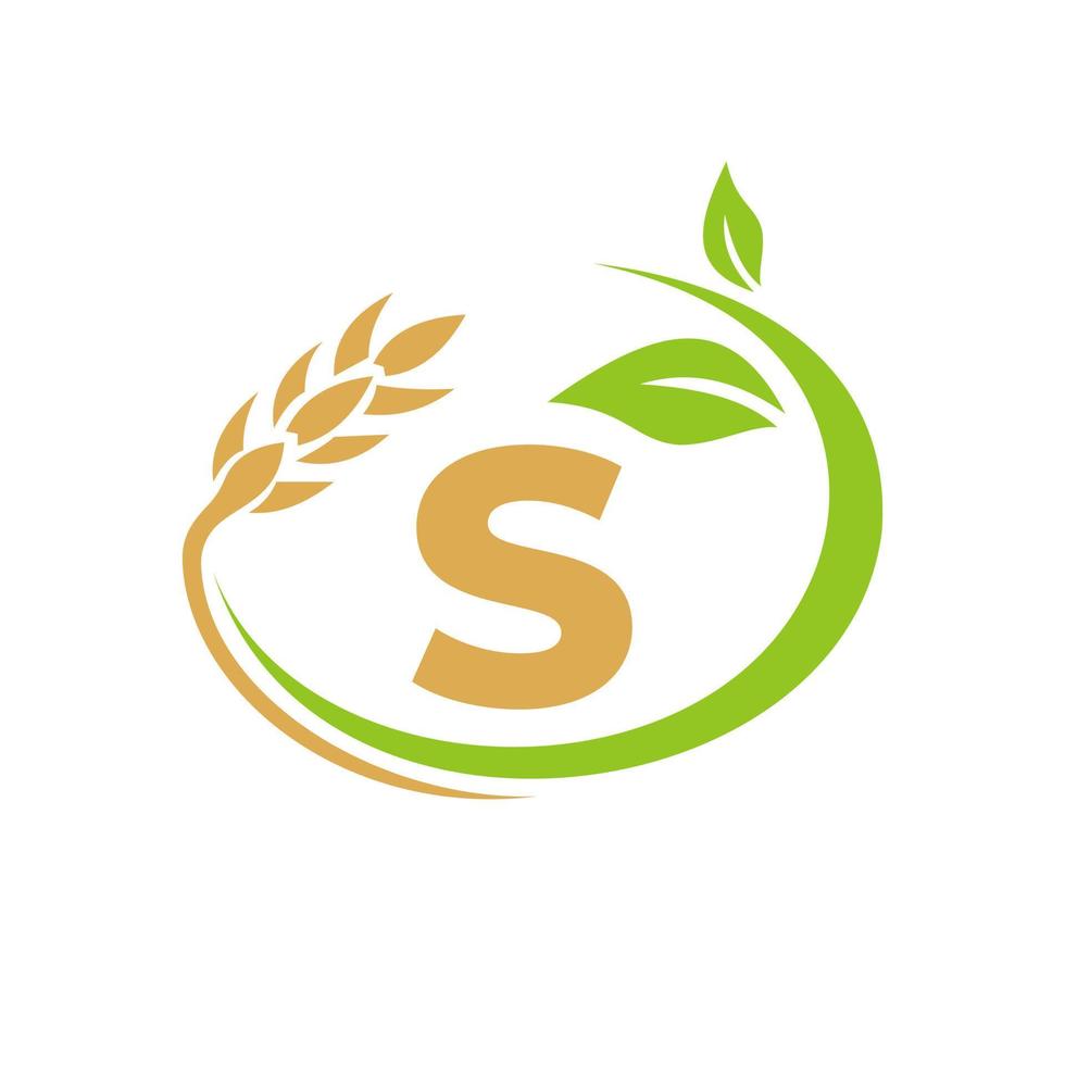 letra s logotipo de agricultura y diseño de símbolo de logotipo de agricultura vector