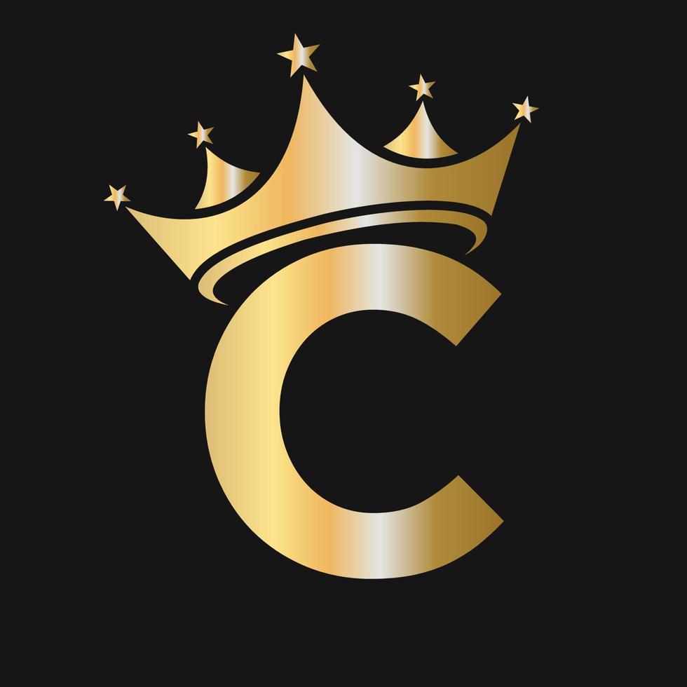 logotipo de la corona de la letra c para belleza, moda, estrella, elegante, signo de lujo vector