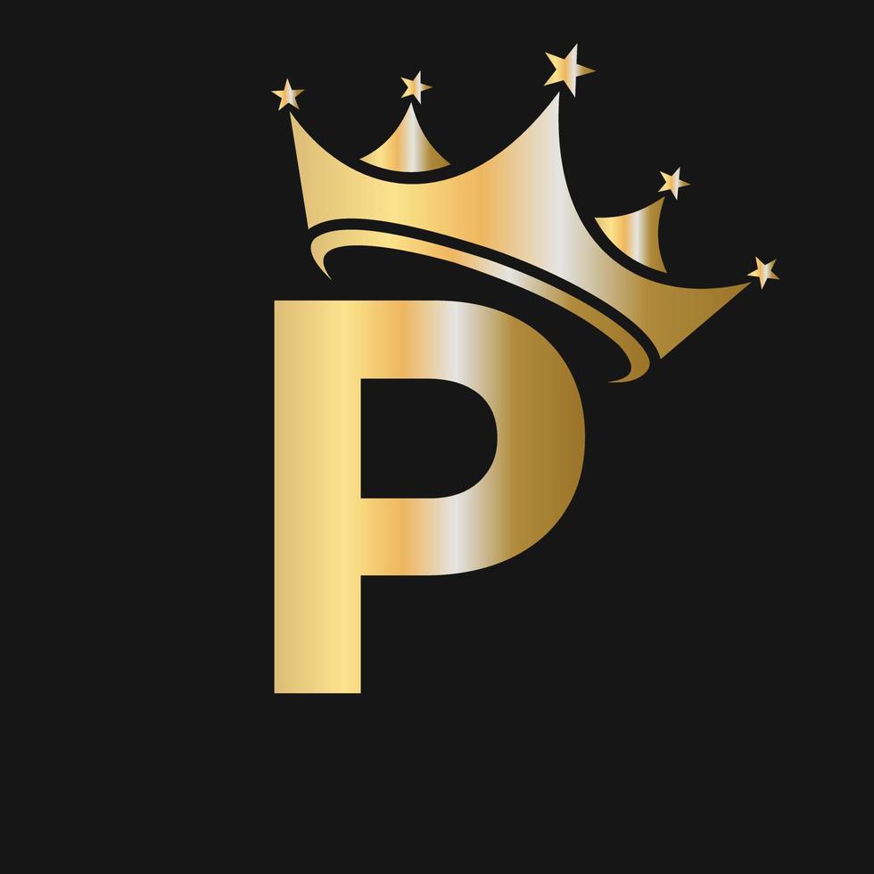 Letter P Crown Logo for Beauty, Fashion, Star, Elegant, Luxury Sign vector