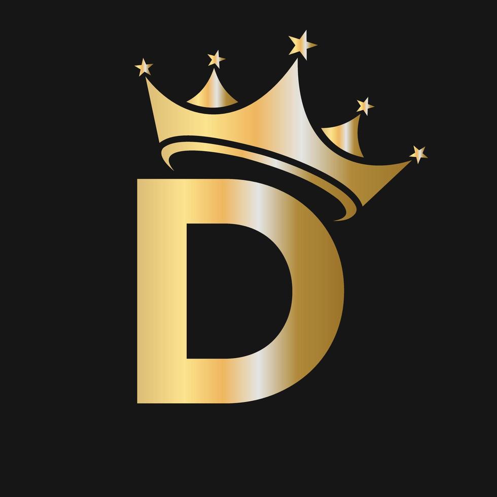 Letter D Crown Logo for Beauty, Fashion, Star, Elegant, Luxury Sign vector