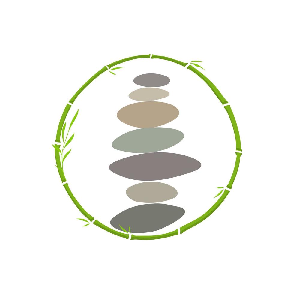 Rock Balance and Circle Bamboo Logo vector