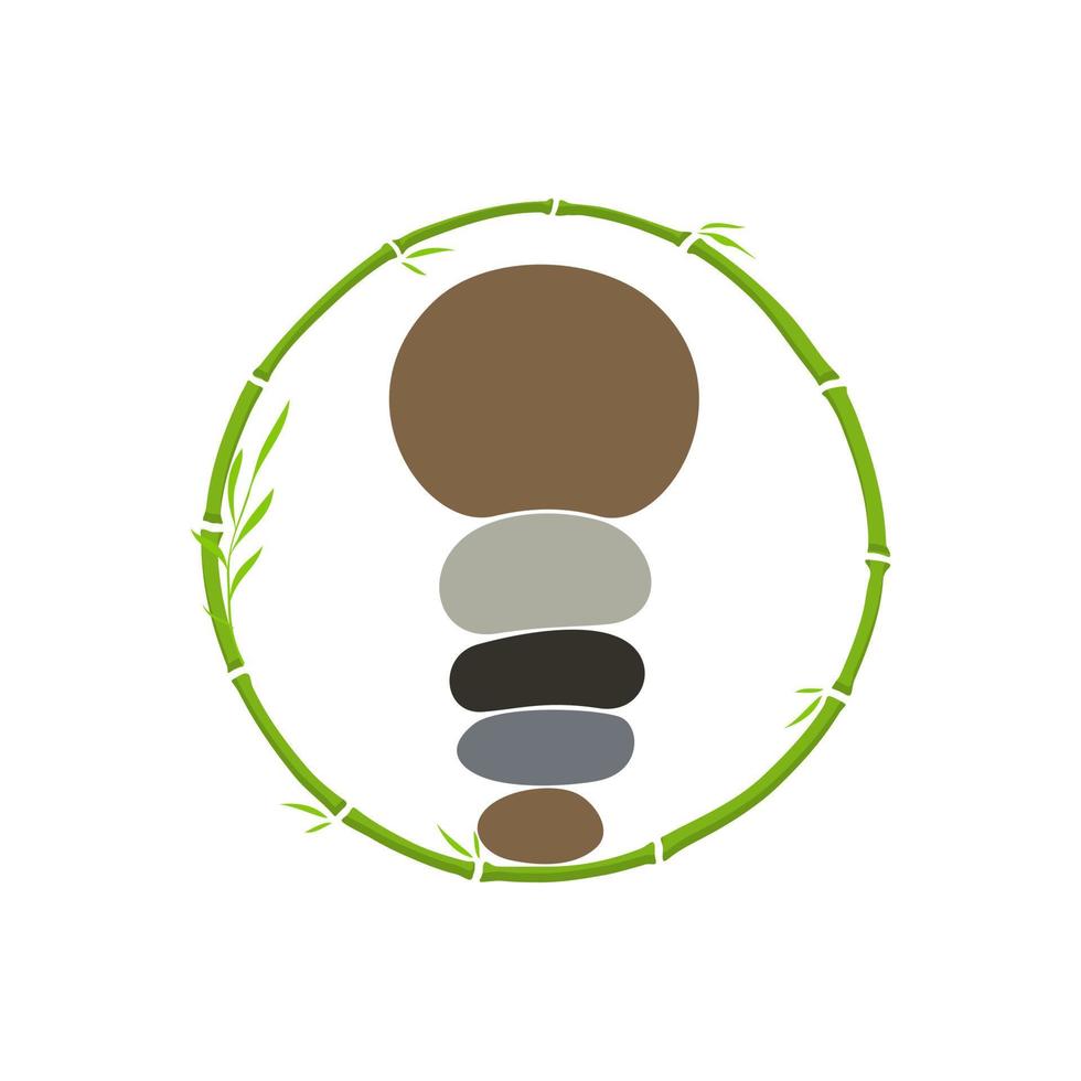 equilibrio de roca y logotipo de bambú circular vector