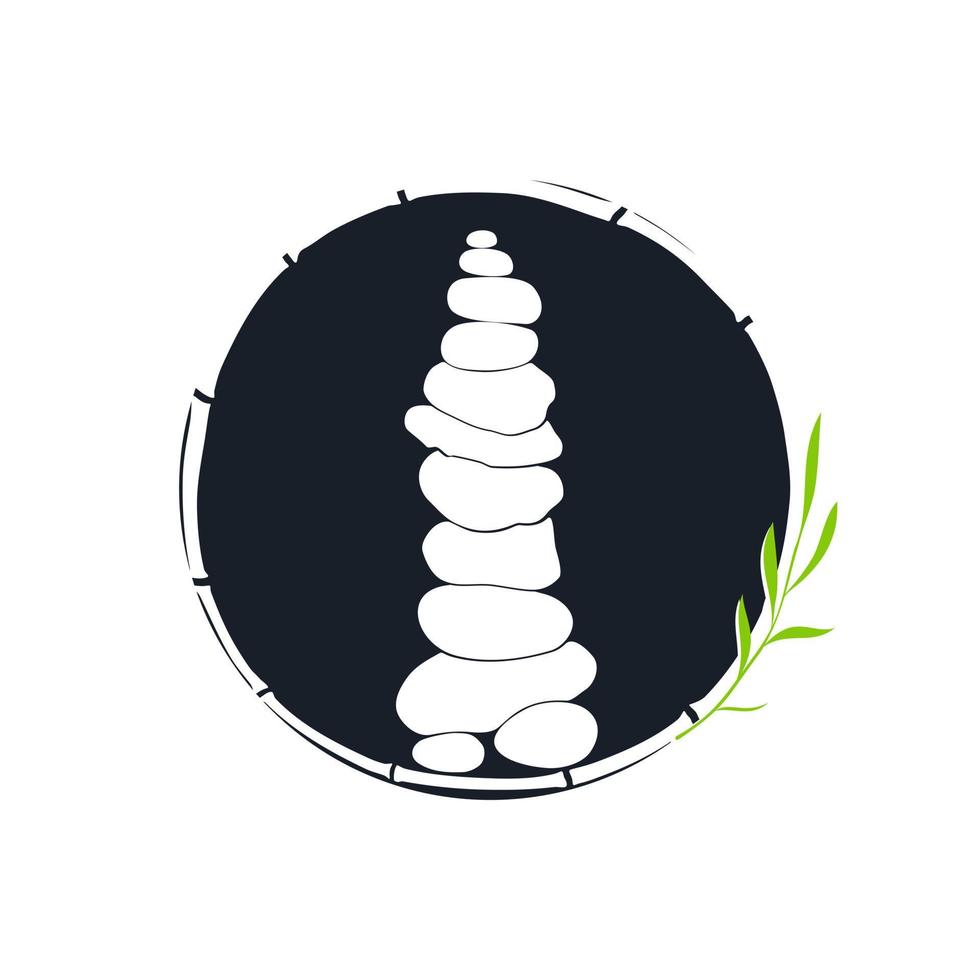 Rock Balance and Circle Bamboo Logo vector