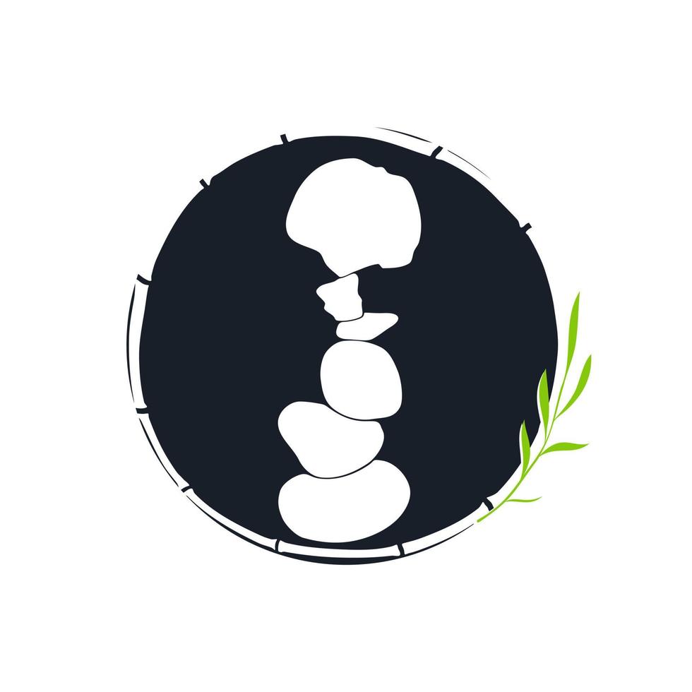 Rock Balance and Circle Bamboo Logo vector